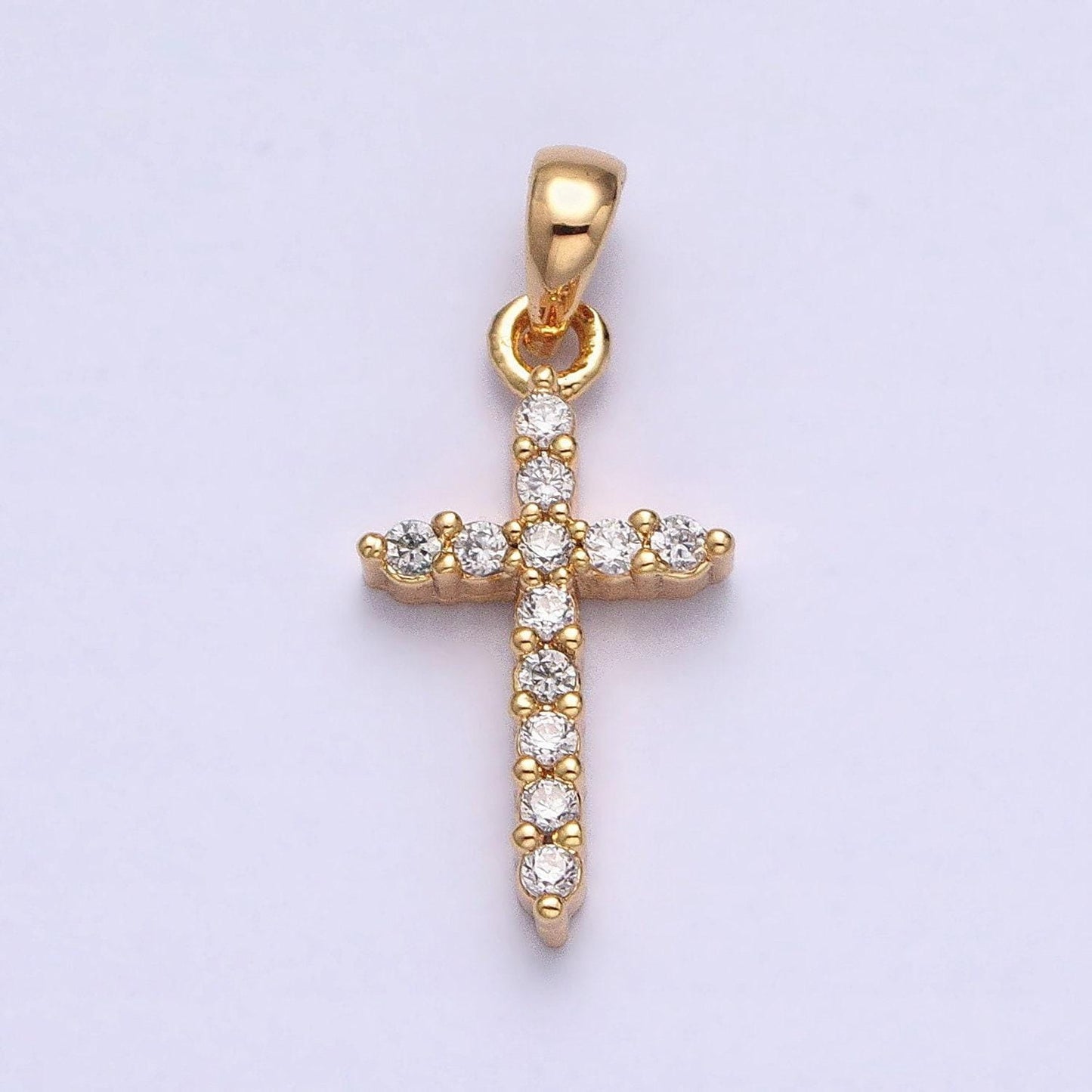Dainty gold micro pave cz cross charm for easy self-making jewelry, good for earring, necklace, and bracelet, chgf-841