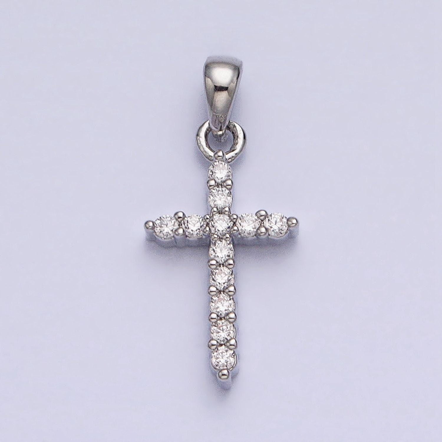 Dainty gold micro pave cz cross charm for easy self-making jewelry, good for earring, necklace, and bracelet, chgf-841