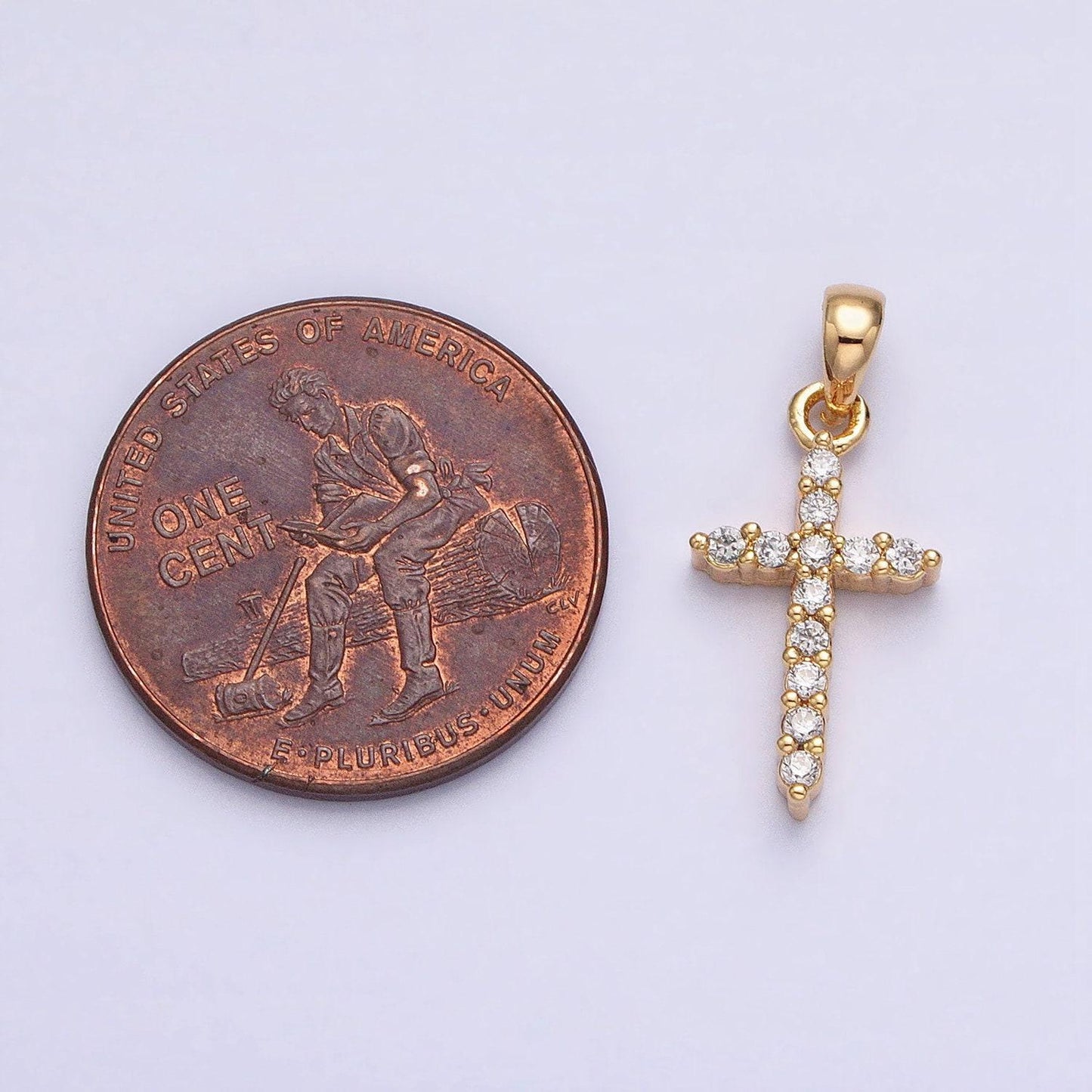 Dainty gold micro pave cz cross charm for easy self-making jewelry, good for earring, necklace, and bracelet, chgf-841