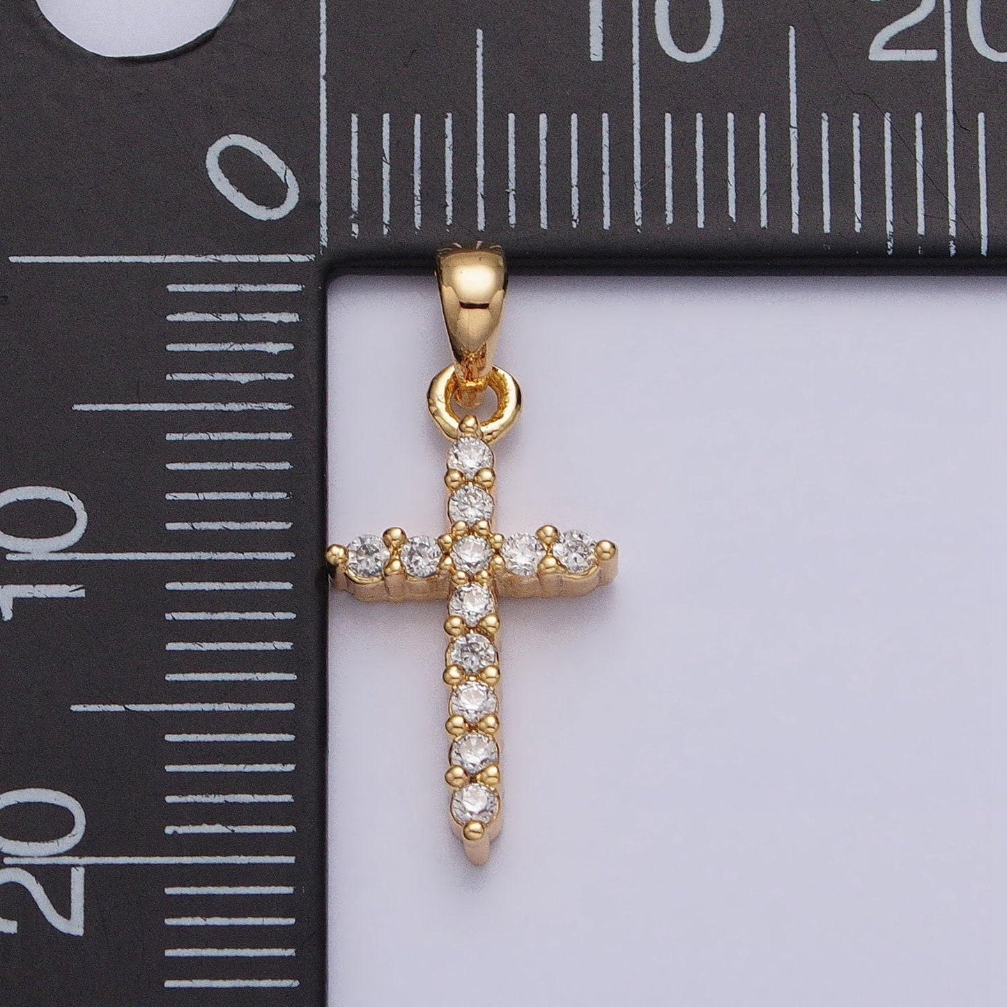 Dainty gold micro pave cz cross charm for easy self-making jewelry, good for earring, necklace, and bracelet, chgf-841