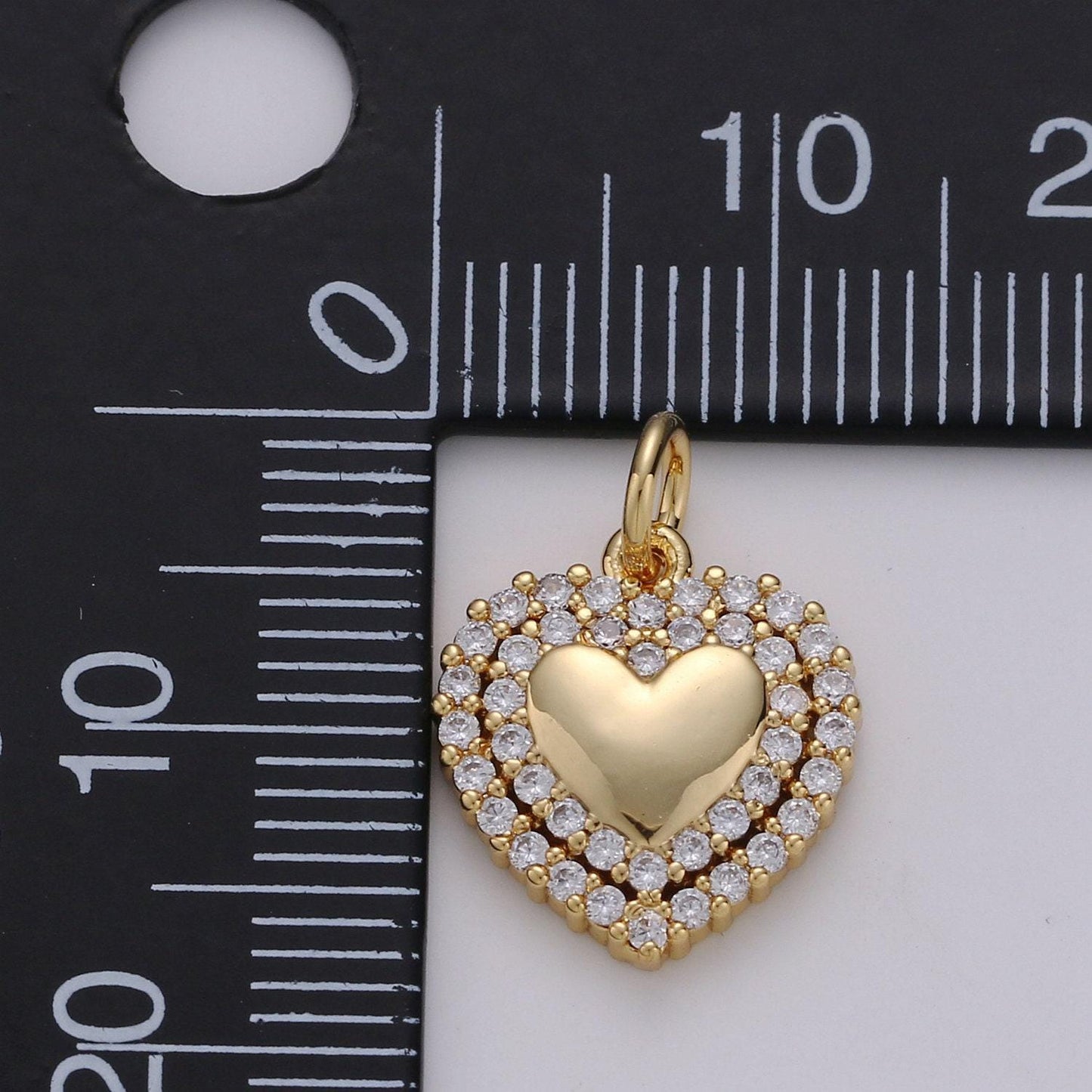 1pc 24k gold micro pave cz heart pendant charm, 18x22mm love micro pave cz pendant charm, for diy jewelry