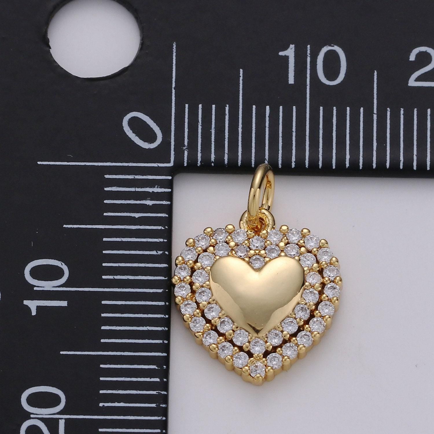 1pc 24k gold micro pave cz heart pendant charm, 18x22mm love micro pave cz pendant charm, for diy jewelry