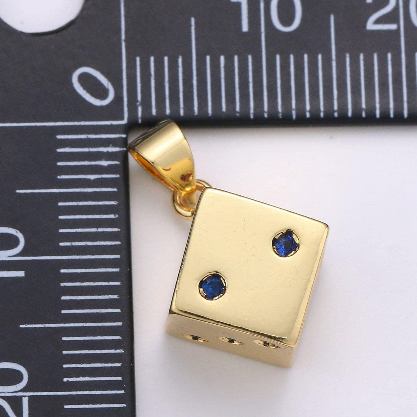 1pc dice gold filled cz charm, red & blue zirconia pendant charm,  charm, dice games for diy jewelry gold color | j-249