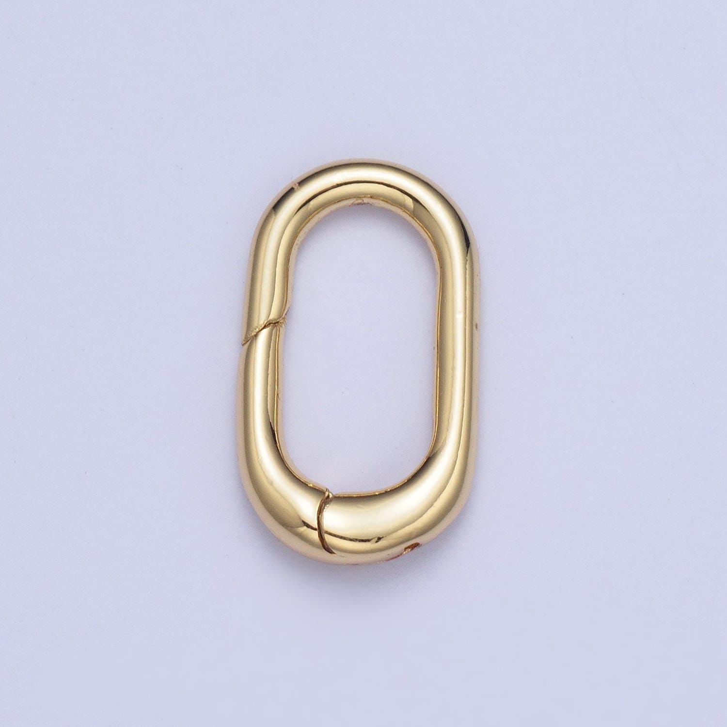 24k gold plated oval spring clasp, gold spring carabiner clasp, dainty minimalist clasp for jewelry making | l-916