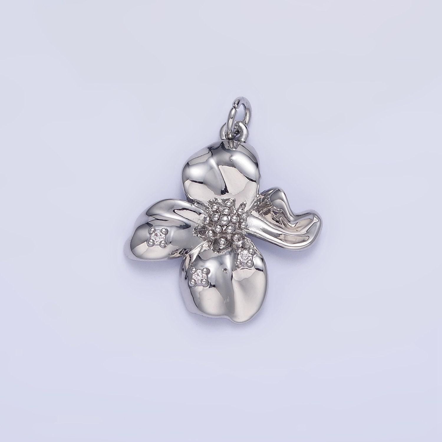 14k gold filled abstract molten flower charm minimalist floral pendant spring garden summer jewelry inspired | c242