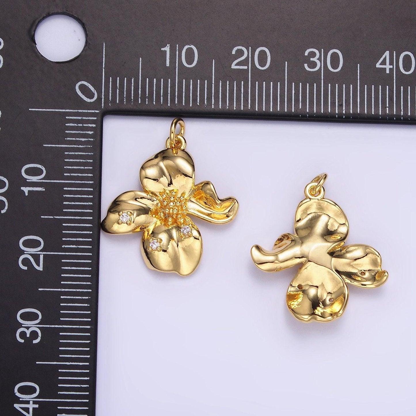 14k gold filled abstract molten flower charm minimalist floral pendant spring garden summer jewelry inspired | c242