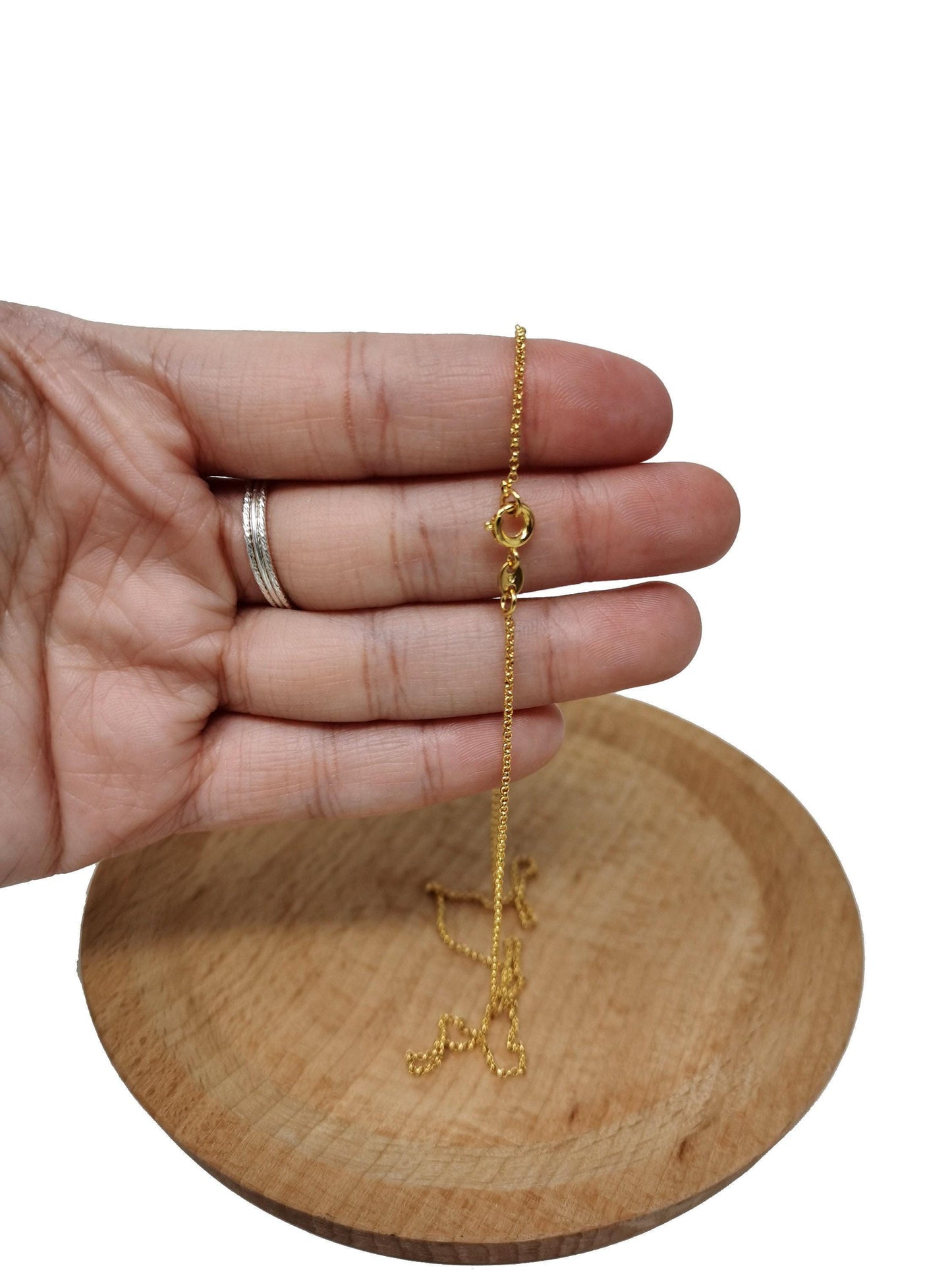 17.7'' ready to use 24k gold thin rolo necklace chain, layering rolo chain dainty necklace, for pendant charm necklace making, 443