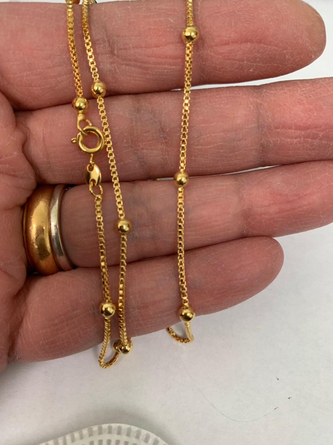 18" ready to use thin rolo necklace chain, layering ball box chain luxe necklace, for pendant charm necklace, 761