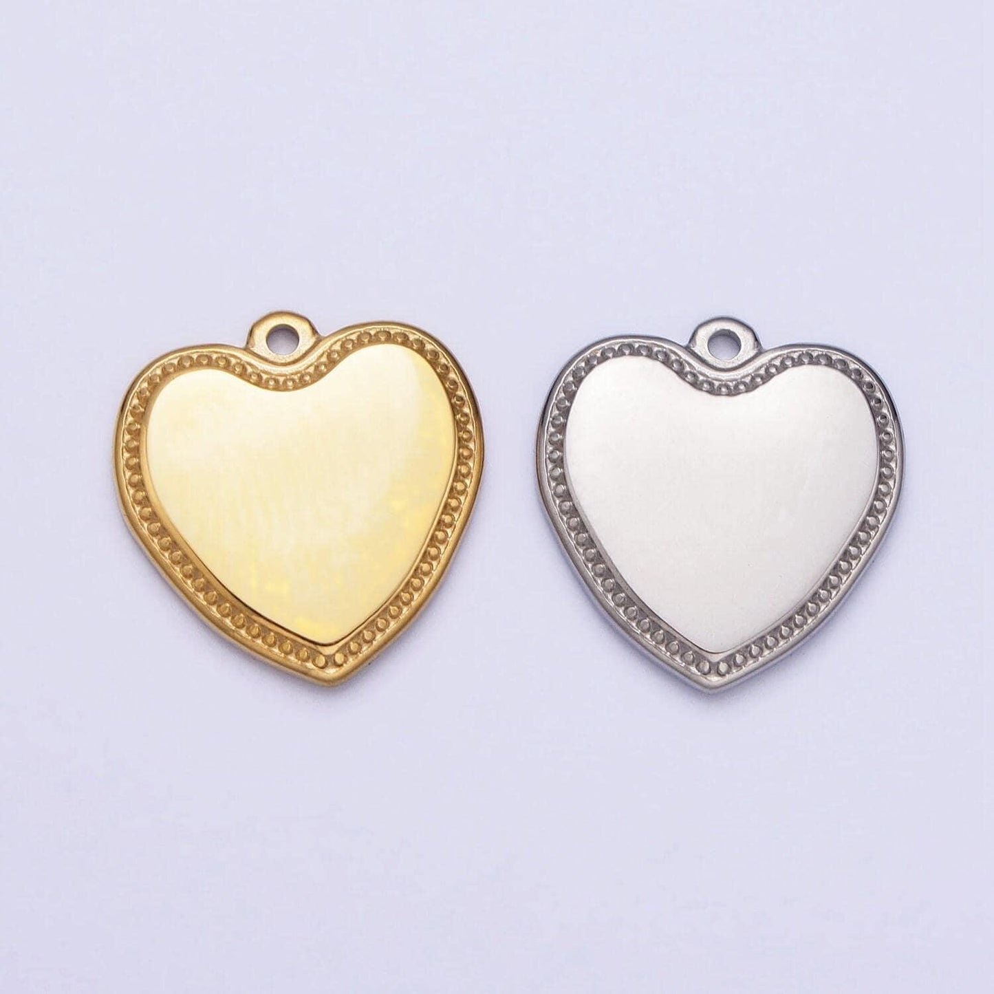 Dainty stainless steel heart charm in gold & silver love pendant lead nickel free tarnish free | p-893