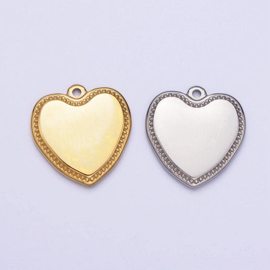 Dainty stainless steel heart charm in gold & silver love pendant lead nickel free tarnish free | p-893