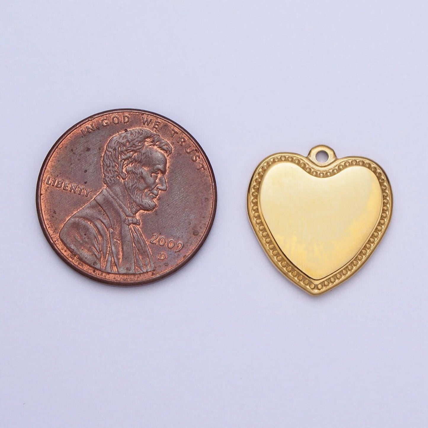 Dainty stainless steel heart charm in gold & silver love pendant lead nickel free tarnish free | p-893