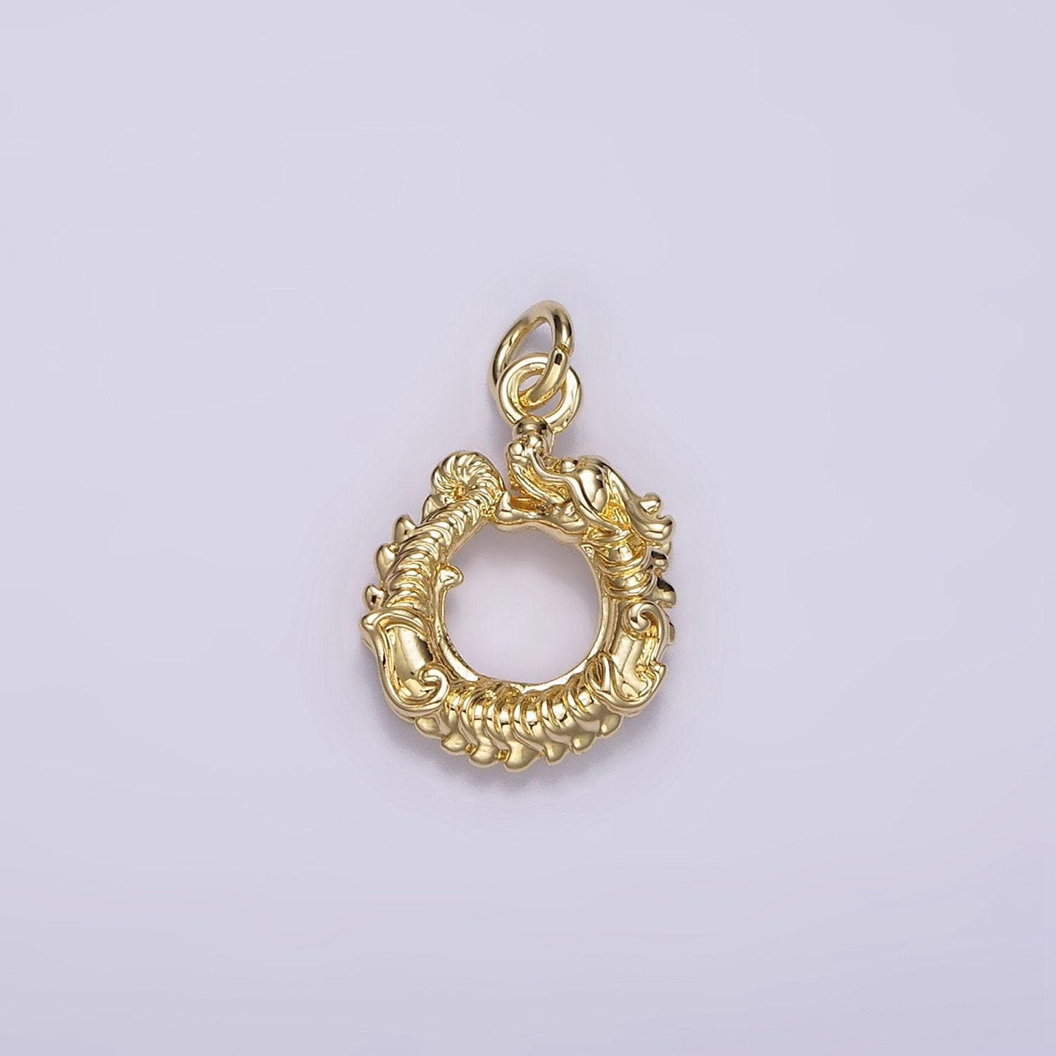 Mini gold dragon zodiac chinese animal round fantasy charm | ag413