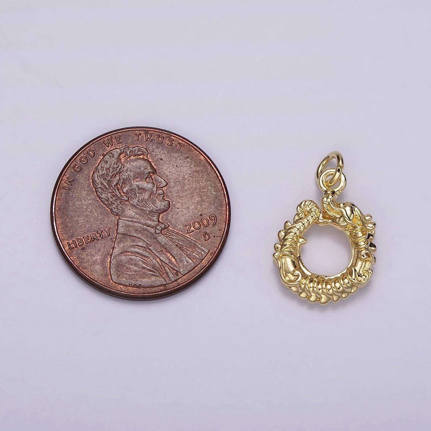 Mini gold dragon zodiac chinese animal round fantasy charm | ag413