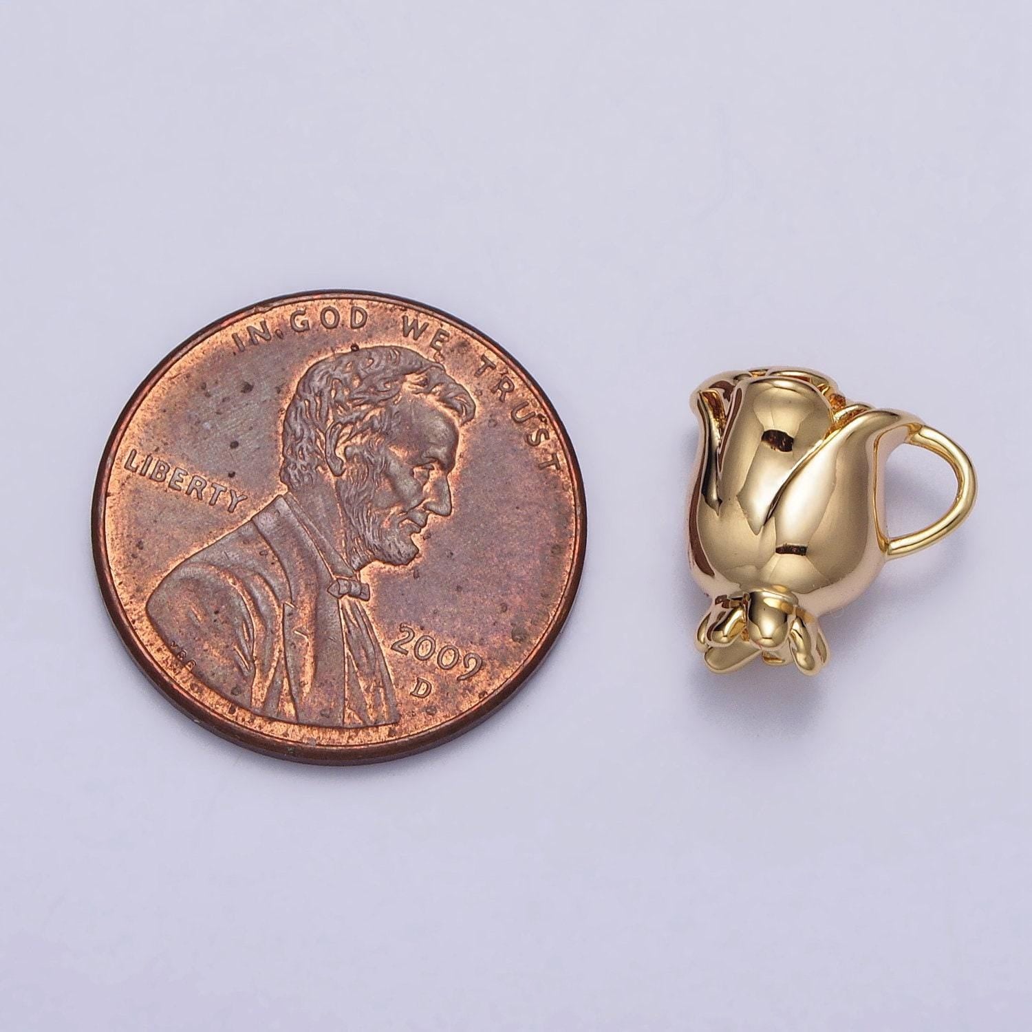 Gold rosebud flower charms silver rose flower pendant gold plated flower pendant jewelry necklace earring bracelet charm component ac119