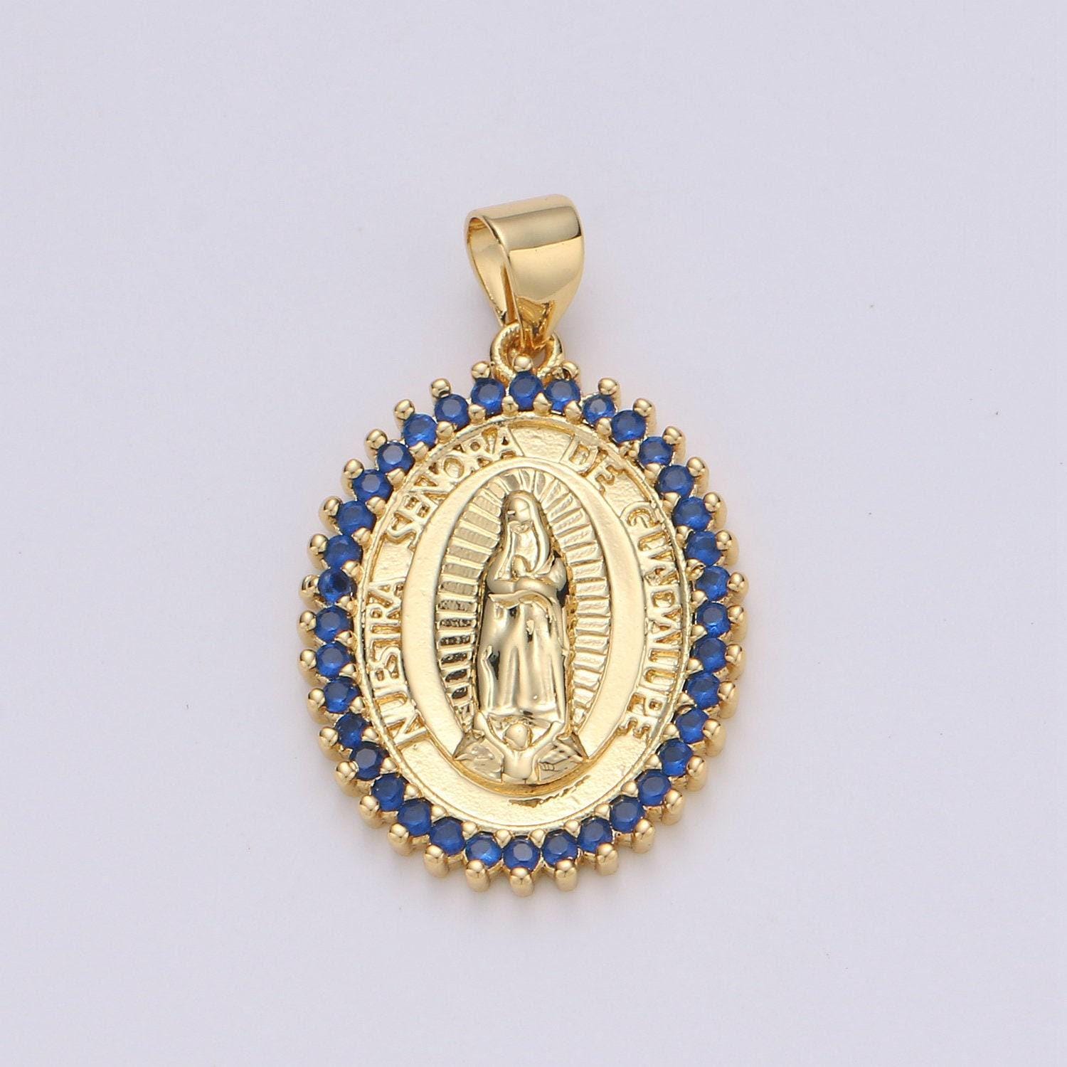24k gold filled virgen de guadalupe pendant necklace micro pave virgen de guadalupe pendant for necklace religious jewelry i-841~i-843 i-845