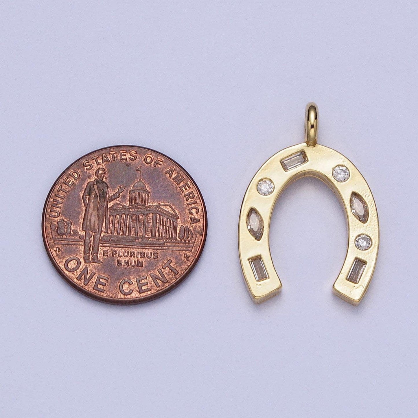 24k gold filled simple horseshoe pendant cz micro pave, cubic zirconia horse shoe charm for necklace component | x-401