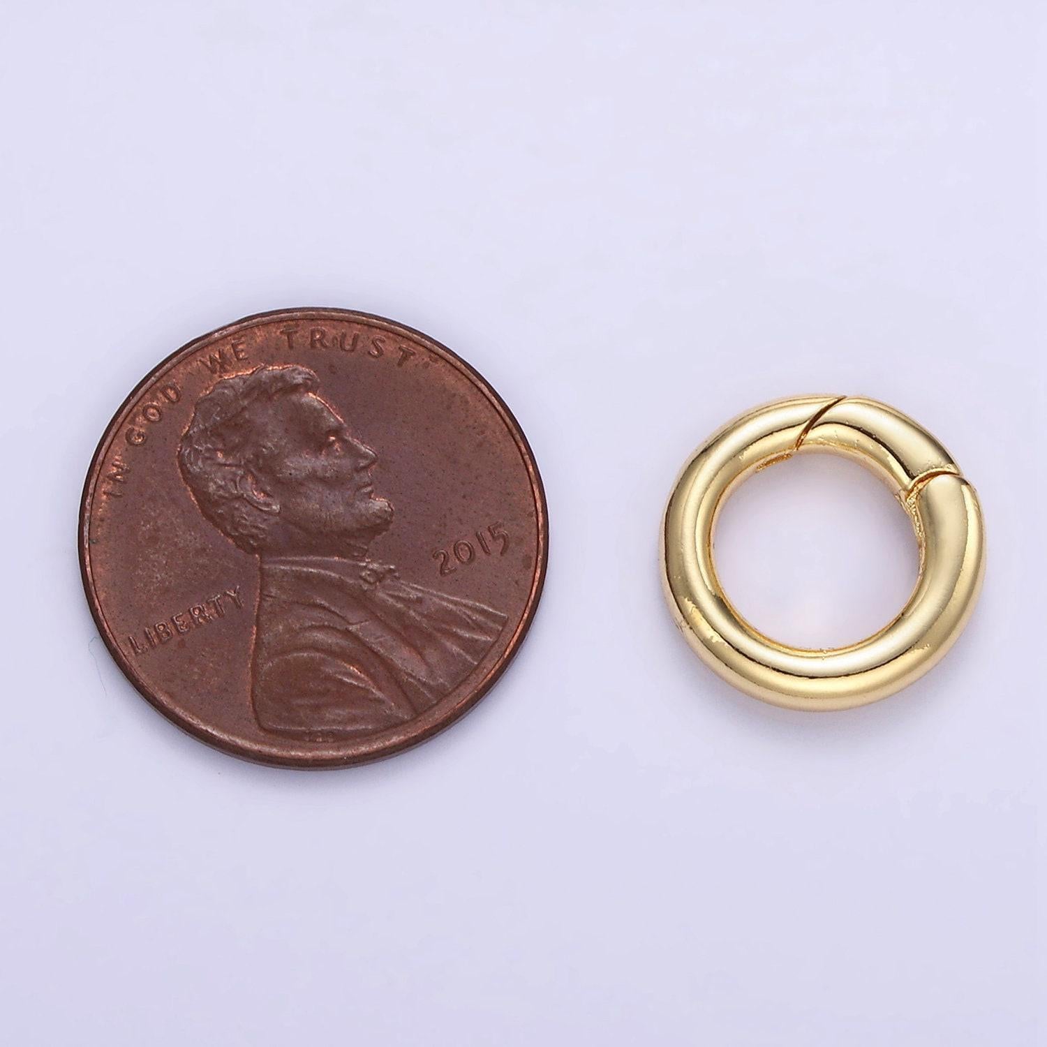 Mini push gate ring 14k gold filled clasp charm holder spring closure chain connector pendant enhancer bail for jewelry making supply l079
