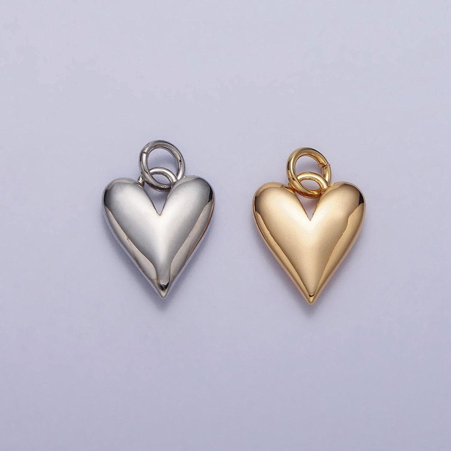 Mini gold heart charm pendant puffy heart charm silver 3d gold heart charm for bracelet necklace earring supply valentine gift idea ac305