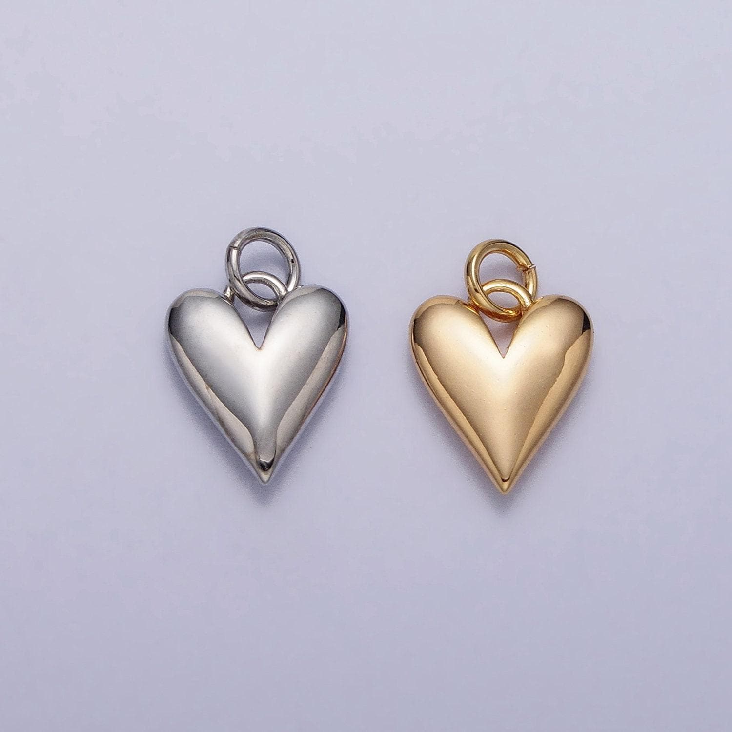 Mini gold heart charm pendant puffy heart charm silver 3d gold heart charm for bracelet necklace earring supply valentine gift idea ac305