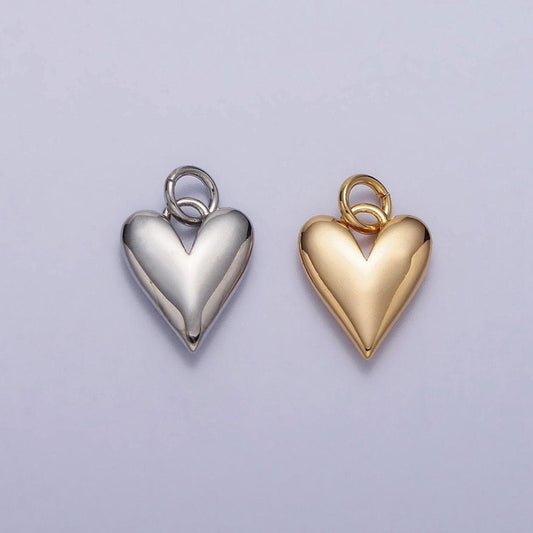 Mini gold heart charm pendant puffy heart charm silver 3d gold heart charm for bracelet necklace earring supply valentine gift idea ac305