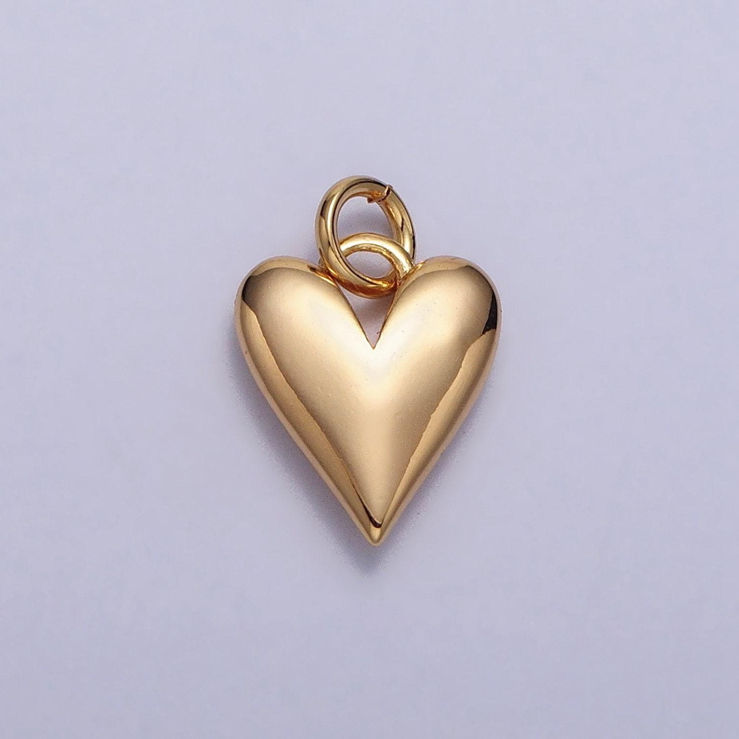 Mini gold heart charm pendant puffy heart charm silver 3d gold heart charm for bracelet necklace earring supply valentine gift idea ac305