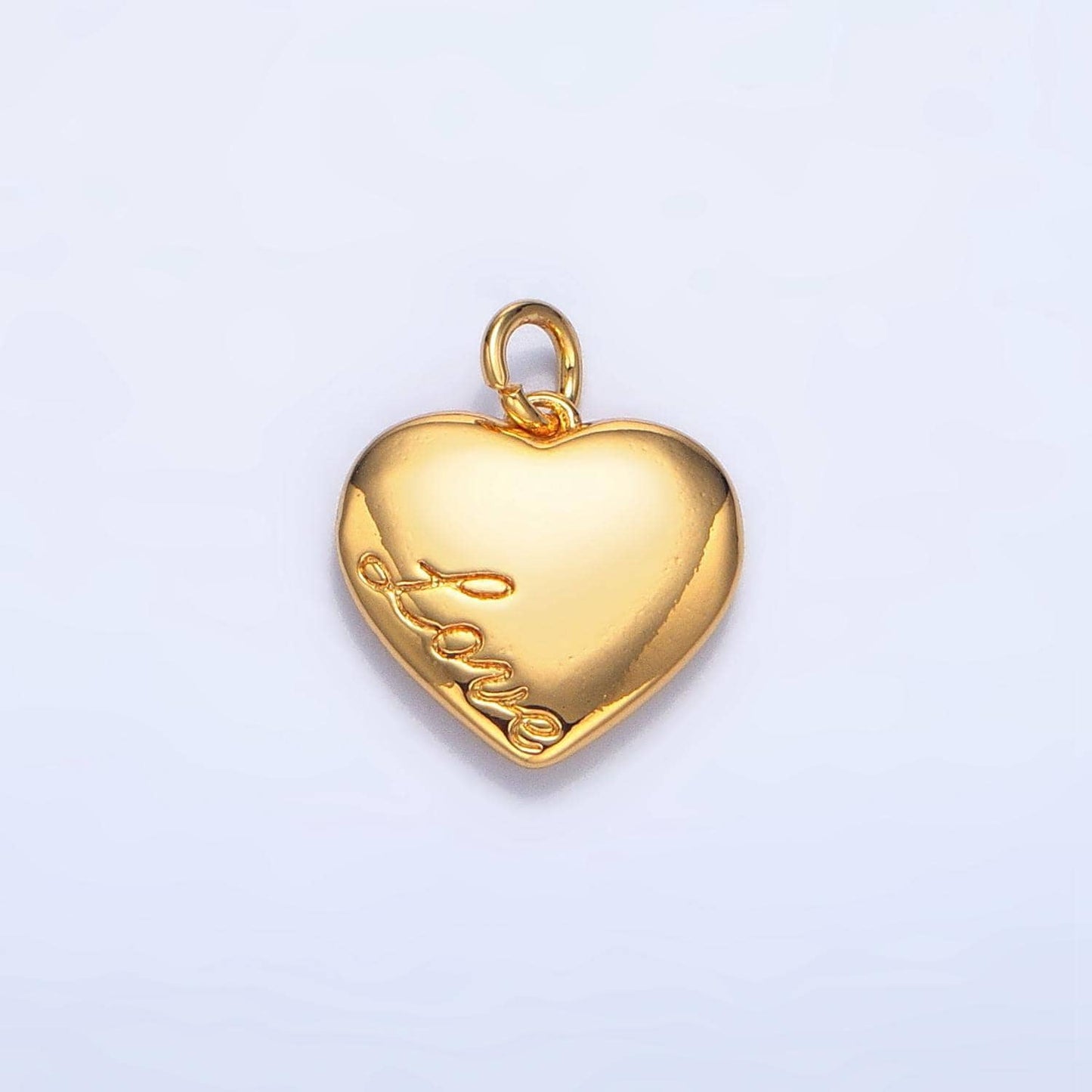 Small heart charm with love script word dainty gold mini heart add on charm - dainty heart - love inspired gold heart pendant x600