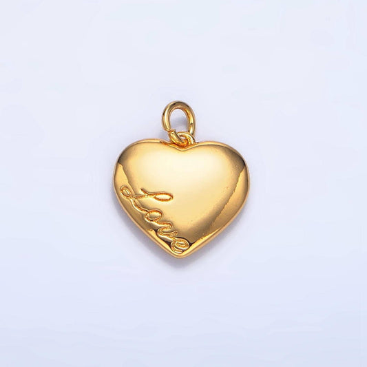 Small heart charm with love script word dainty gold mini heart add on charm - dainty heart - love inspired gold heart pendant x600