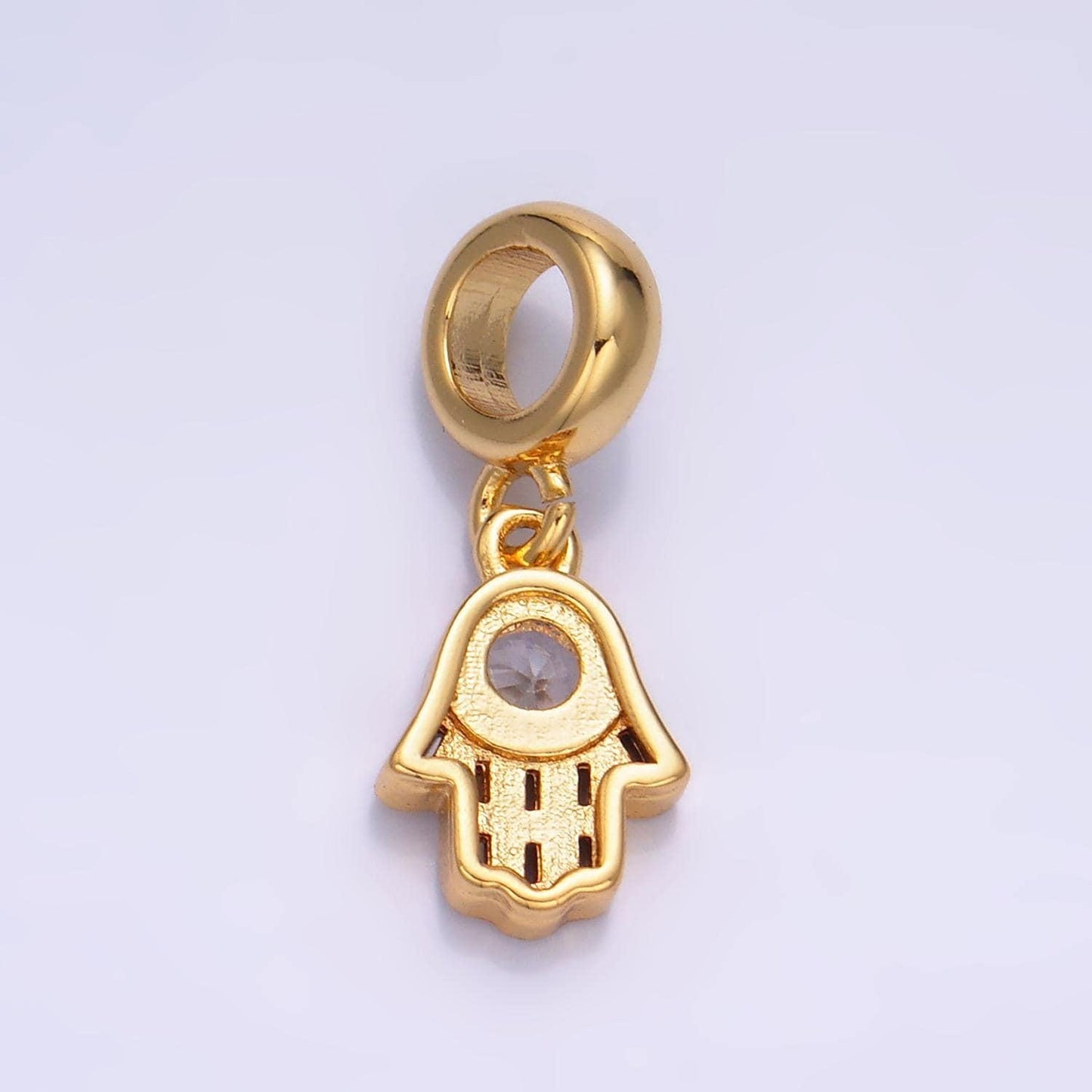 24 gold filled hamsa hand rondelle bail drop pendant hand of fatima for bracelet supply| w271
