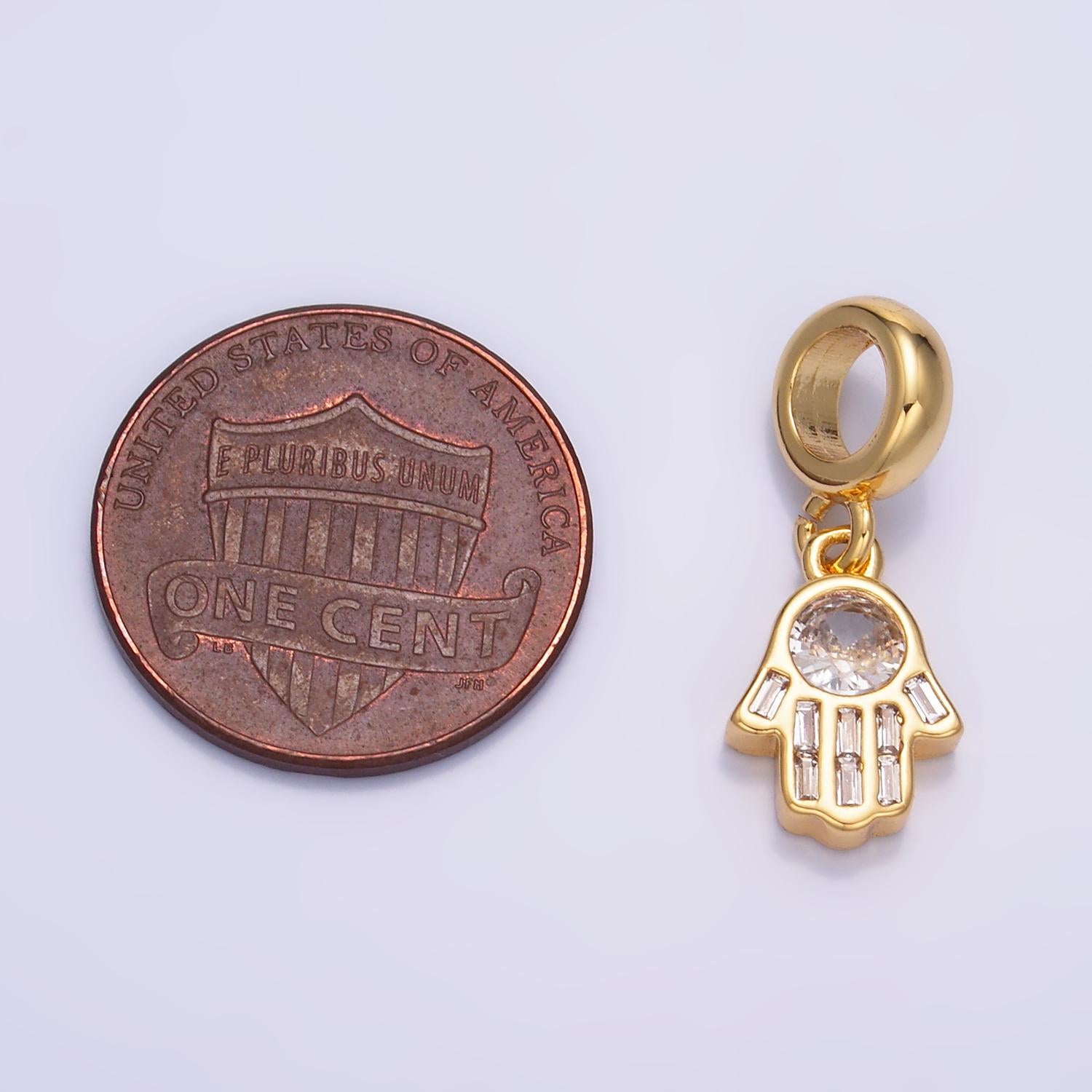 24 gold filled hamsa hand rondelle bail drop pendant hand of fatima for bracelet supply| w271