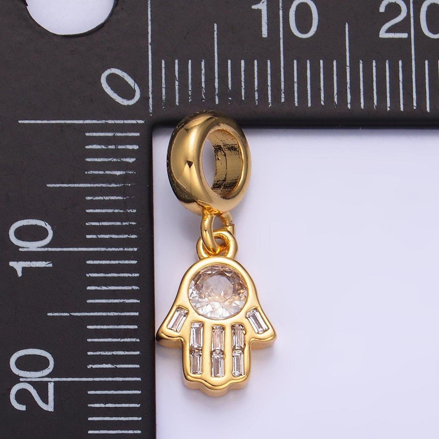 24 gold filled hamsa hand rondelle bail drop pendant hand of fatima for bracelet supply| w271