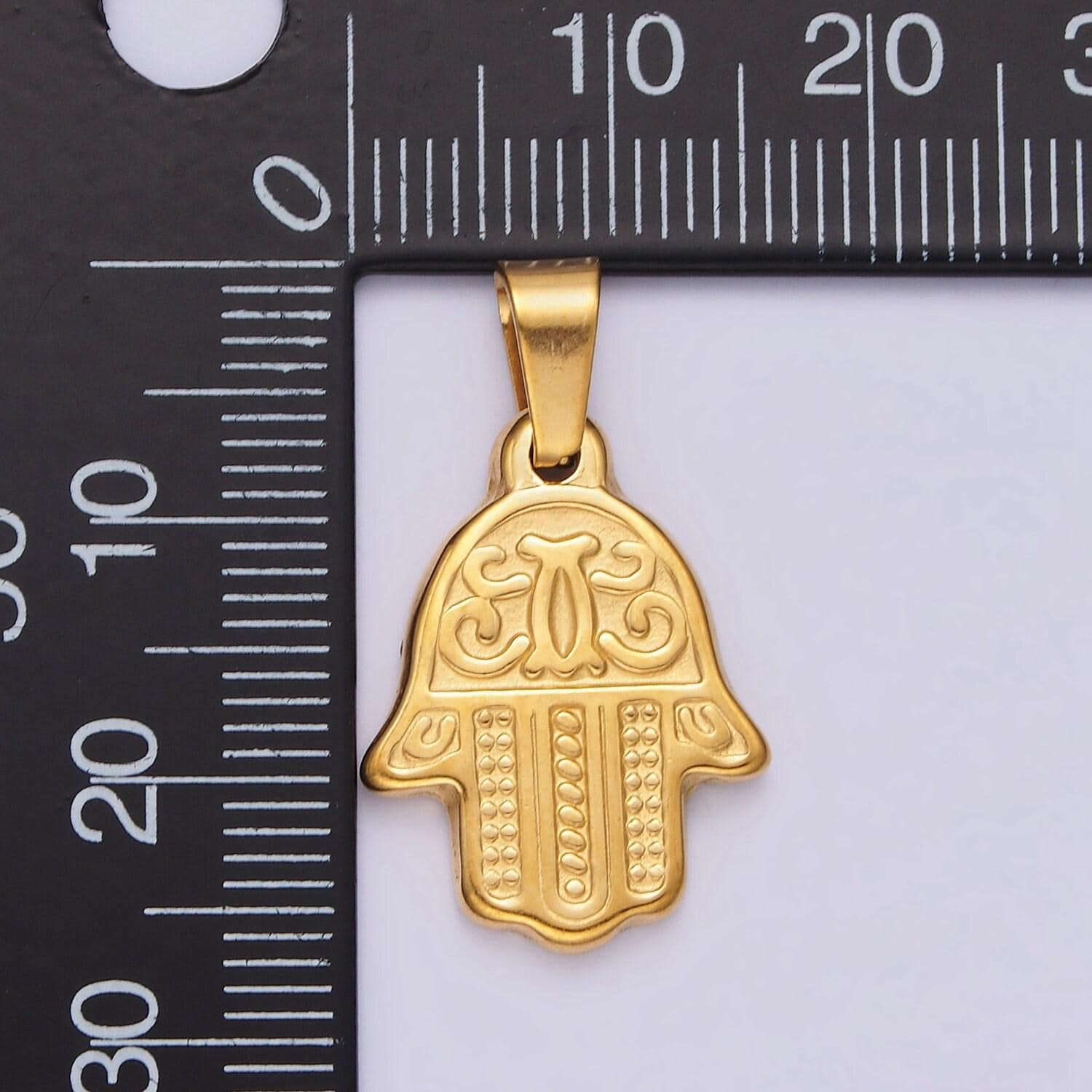 Gold hamsa hand pendant stainless steel hand of fatimah charm amulet jewelry | p-801