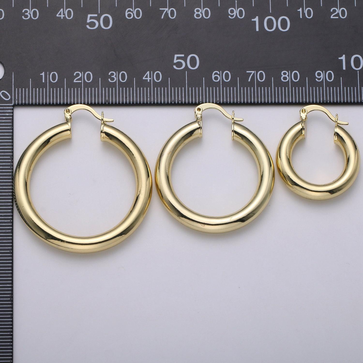 1 pair chunky lightweight hoop earrings - hollow light hoop earrings - big gold hoops - simple everyday earrings 40mm, 35mm, 25mm, q-463