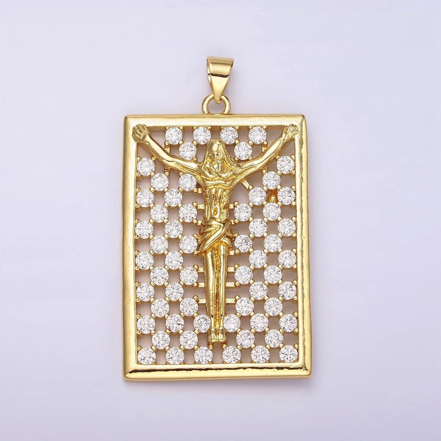 Gold crucifix jesus medallion jesus in the cross necklace pendant religious christian catholic jewelry supply n-1943