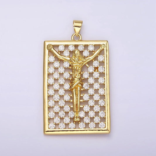 Gold crucifix jesus medallion jesus in the cross necklace pendant religious christian catholic jewelry supply n-1943