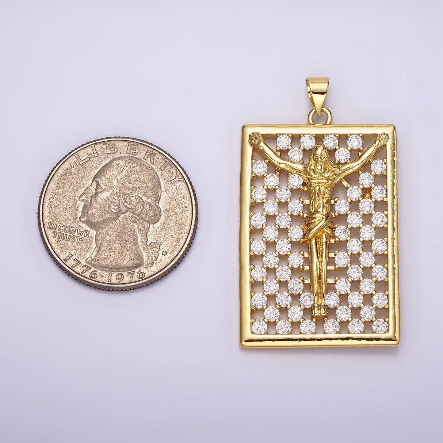 Gold crucifix jesus medallion jesus in the cross necklace pendant religious christian catholic jewelry supply n-1943
