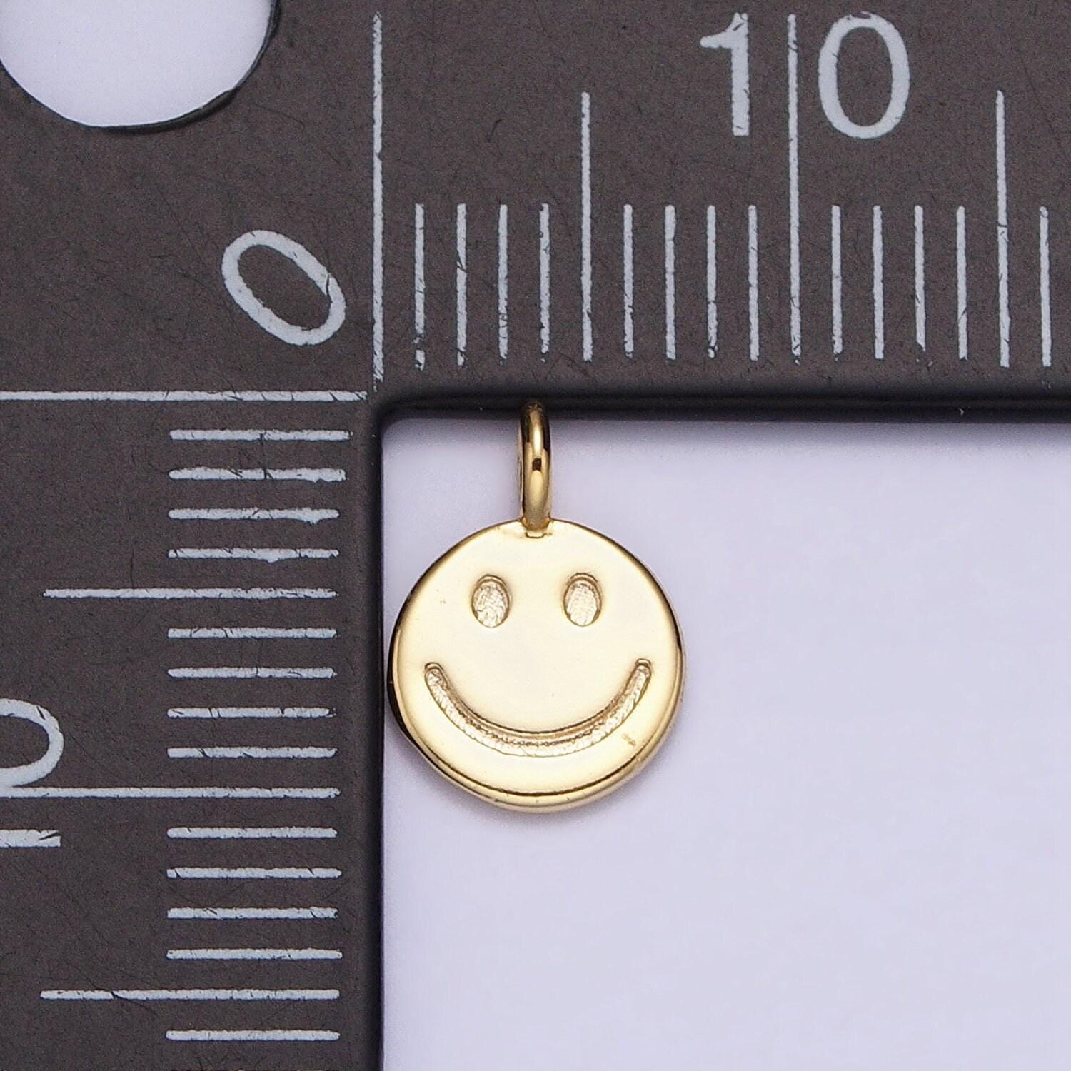 Dainty 16k gold filled happy face charm dangle charm for bracelet necklace earring component y2k jewelry ac1145