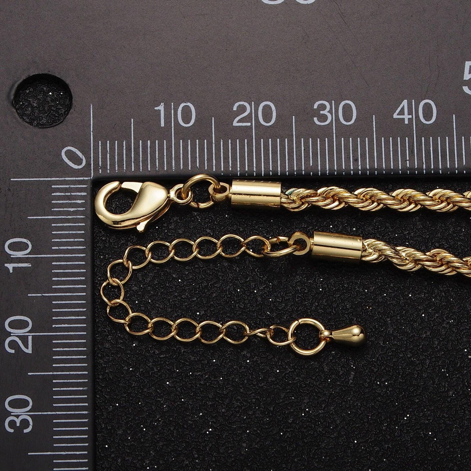 14k gold filed unisex chain necklace, rope chain necklace gold twist chain, 3mm rope chain 18 or 19.5 inch necklace wa-1520