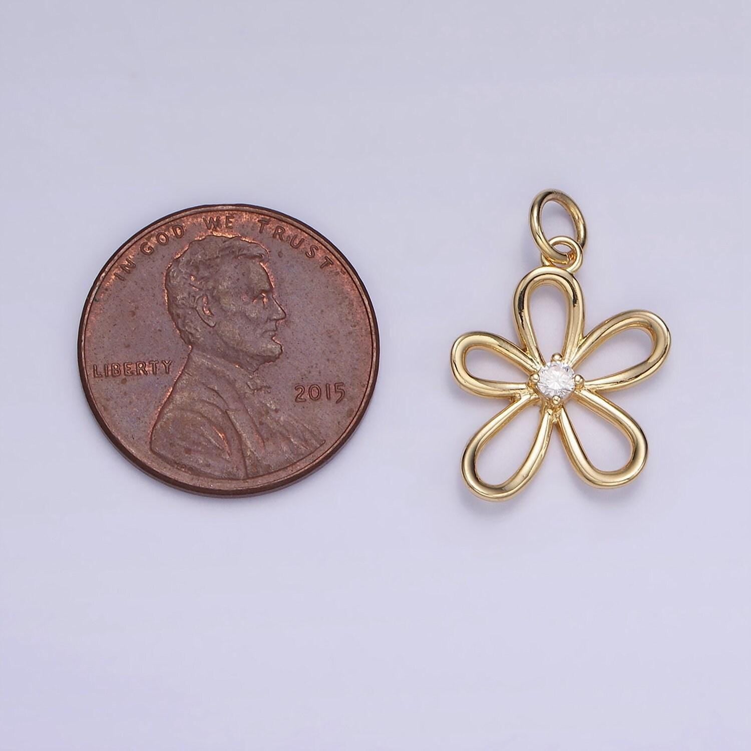 Dainty cute open flower charms boho hippie floral charms with cz summer trend spring jewelry supplies bracelet necklace earring supply d257