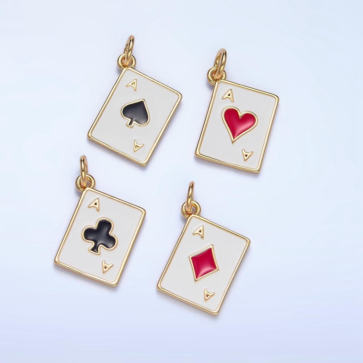 Dainty 24k gold filled heart ace playing card charm ace of spade poker pendant las vegas jewelry inspired x879