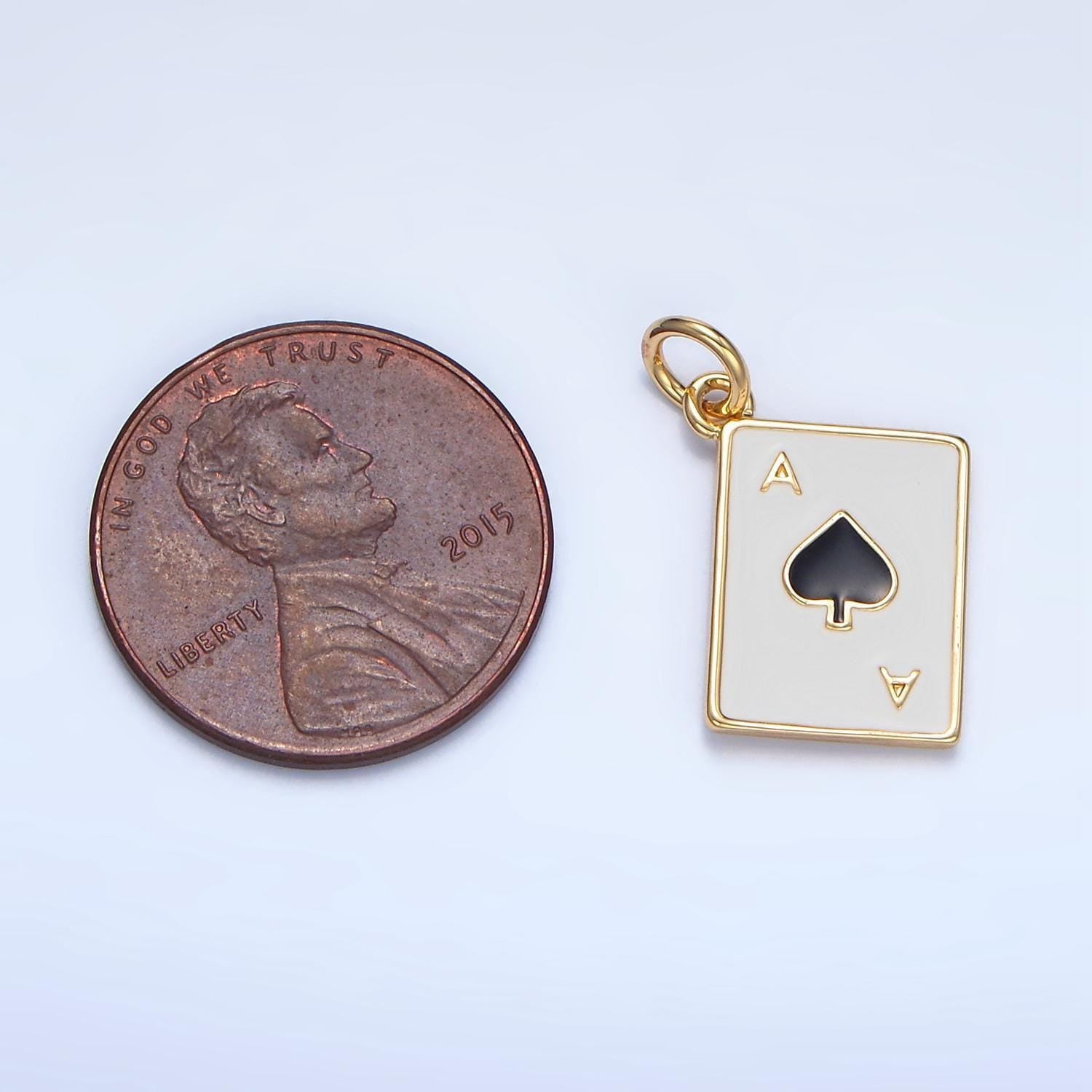 Dainty 24k gold filled heart ace playing card charm ace of spade poker pendant las vegas jewelry inspired x879
