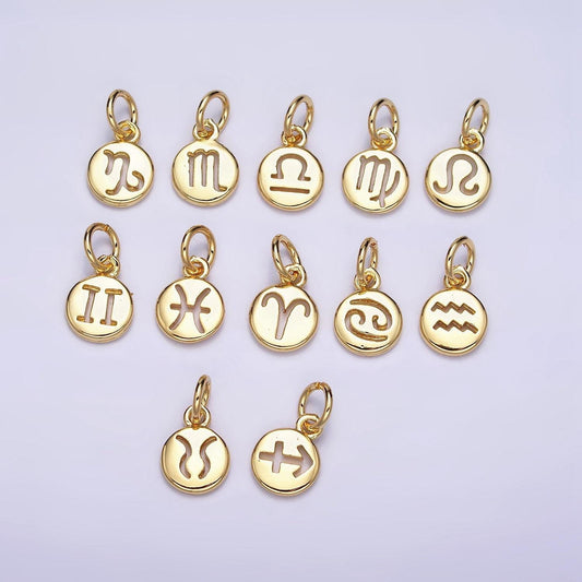 Small zodiac charms gold filled charm astrological zodiac signs, zodiac symbols for add on pendant bracelet earring horoscope charm
