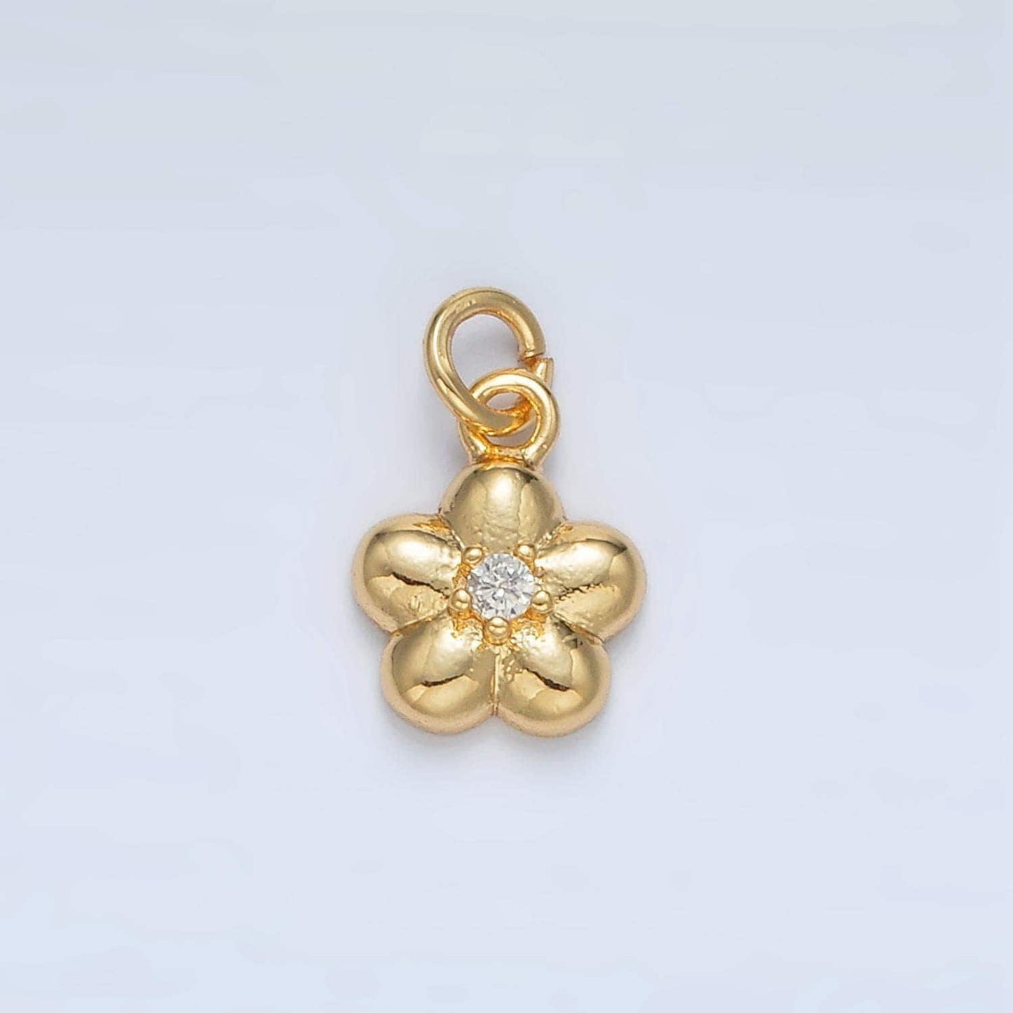 24k gold filled tiny cz paved flower daisy charm | ac-164