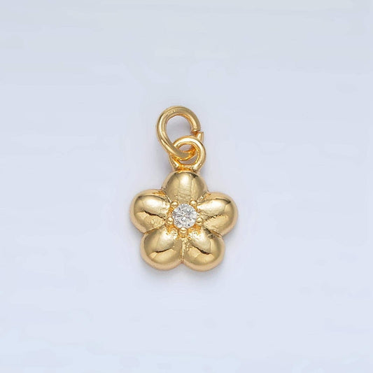 24k gold filled tiny cz paved flower daisy charm | ac-164