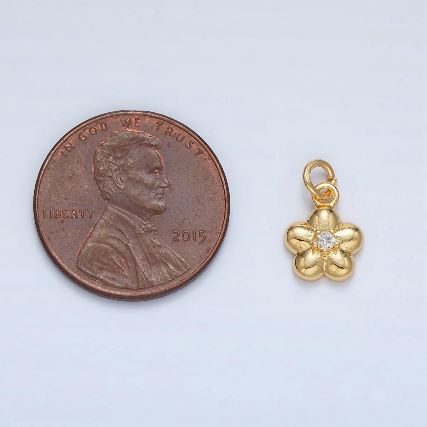 24k gold filled tiny cz paved flower daisy charm | ac-164