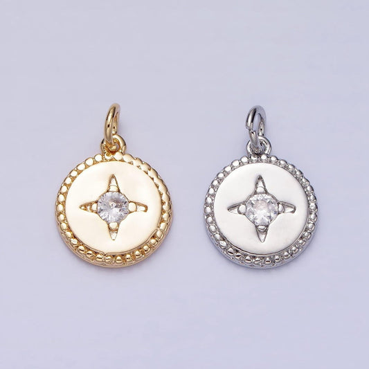 16k gold filled mini star cz braided round add-on charm in gold & silver | ac1221 ac1222