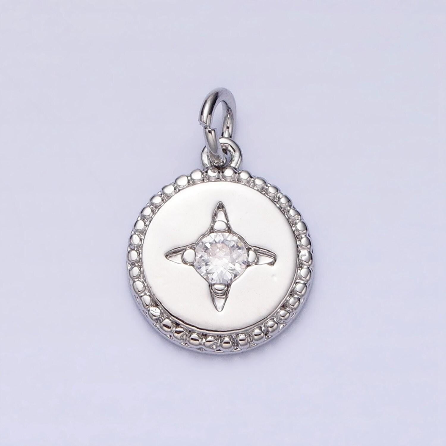 16k gold filled mini star cz braided round add-on charm in gold & silver | ac1221 ac1222