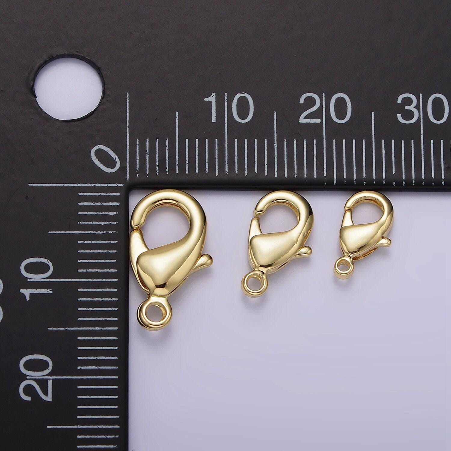 14k gold filled 15mm, 12mm, 10mm lobster claw clasps closure findings supply for jewelry making | z533 - z535