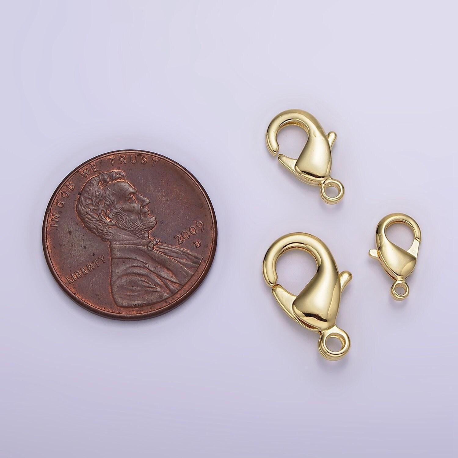 14k gold filled 15mm, 12mm, 10mm lobster claw clasps closure findings supply for jewelry making | z533 - z535