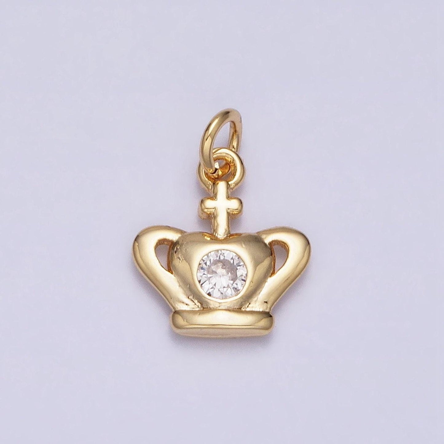 16k gold filled mini royal crown coronation cross clear cz add-on charm | ac1156
