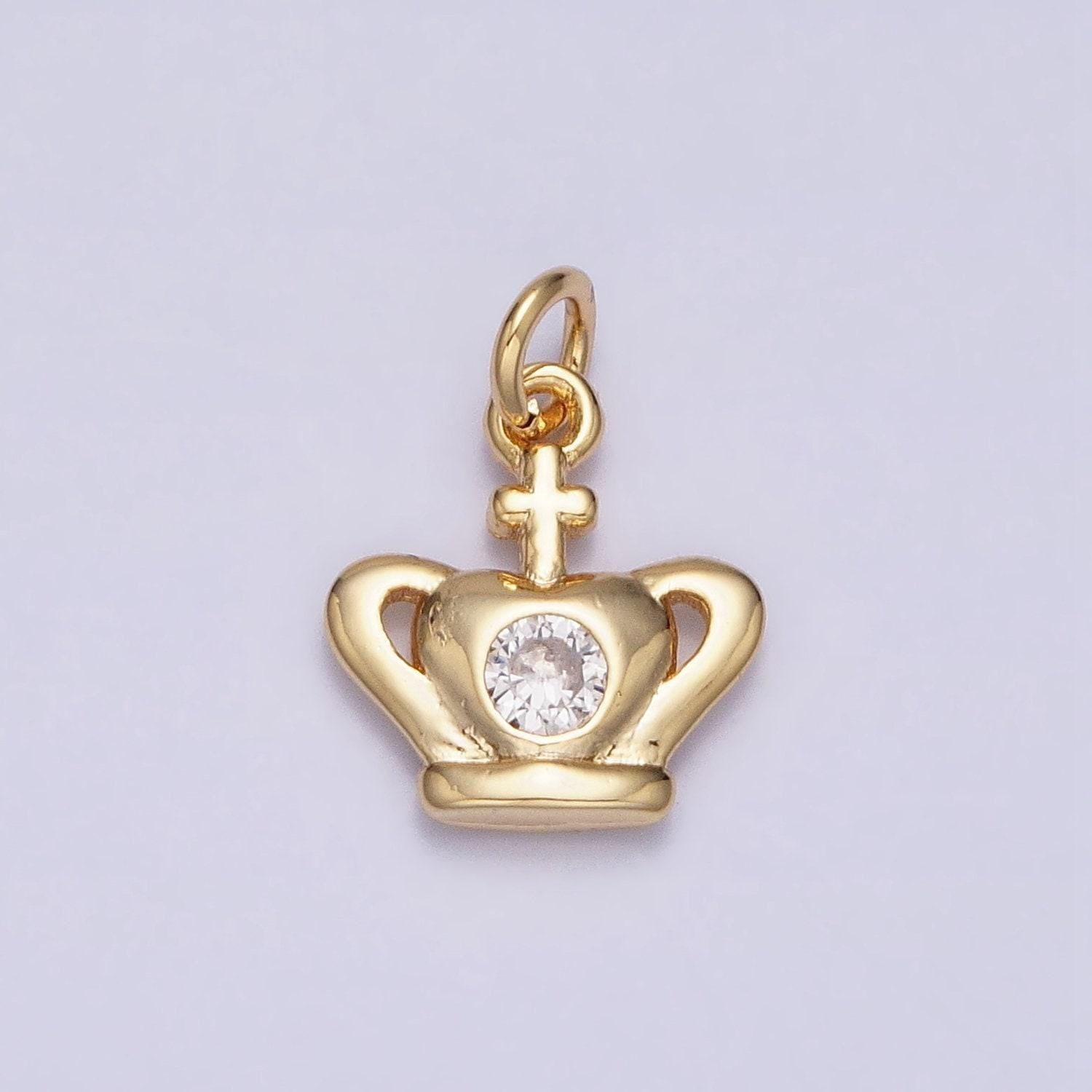 16k gold filled mini royal crown coronation cross clear cz add-on charm | ac1156